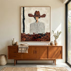Maverick - Vintage Cowboy Portrait Textured Wall Art Parge Art