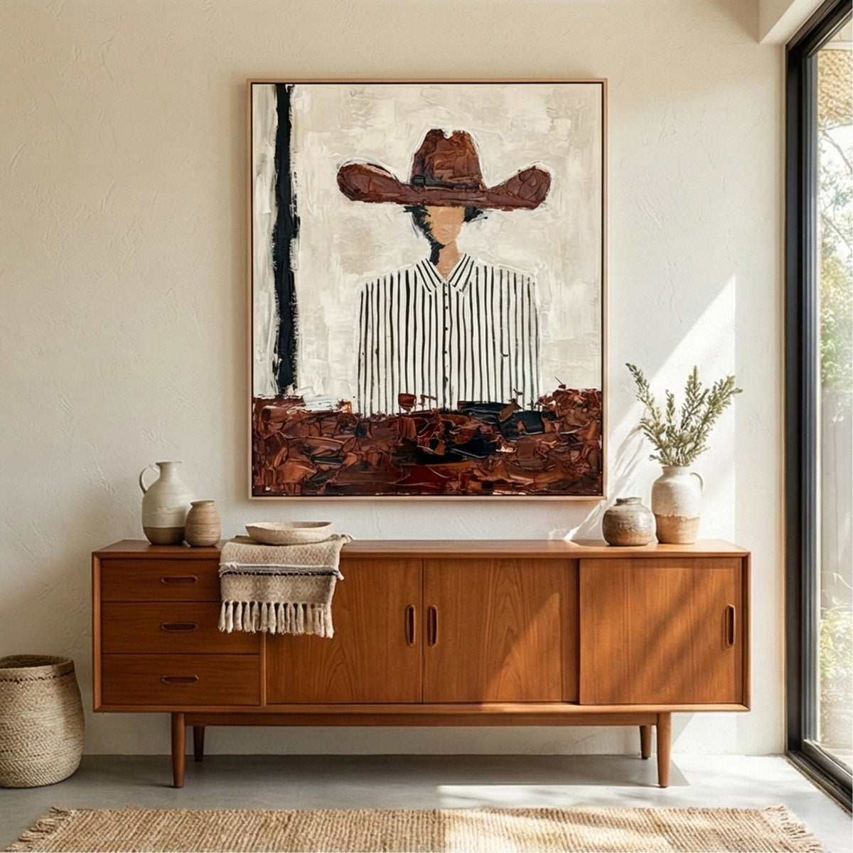 Maverick - Vintage Cowboy Portrait Textured Wall Art Parge Art