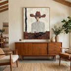 Maverick - Vintage Cowboy Portrait Textured Wall Art Parge Art