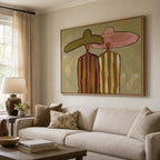Companions - Vintage Abstract Portrait Textured Wall Art Parge Art