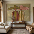 Companions vintage abstract portrait wall art showcasing ladies in wide brim hats canvas by Parge Art.