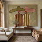 Companions vintage abstract portrait wall art showcasing ladies in wide brim hats canvas by Parge Art.