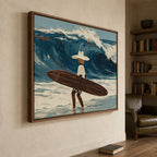 Tropical surf ocean canvas print bringing relaxed coastal charm to a home office lounge reading corner