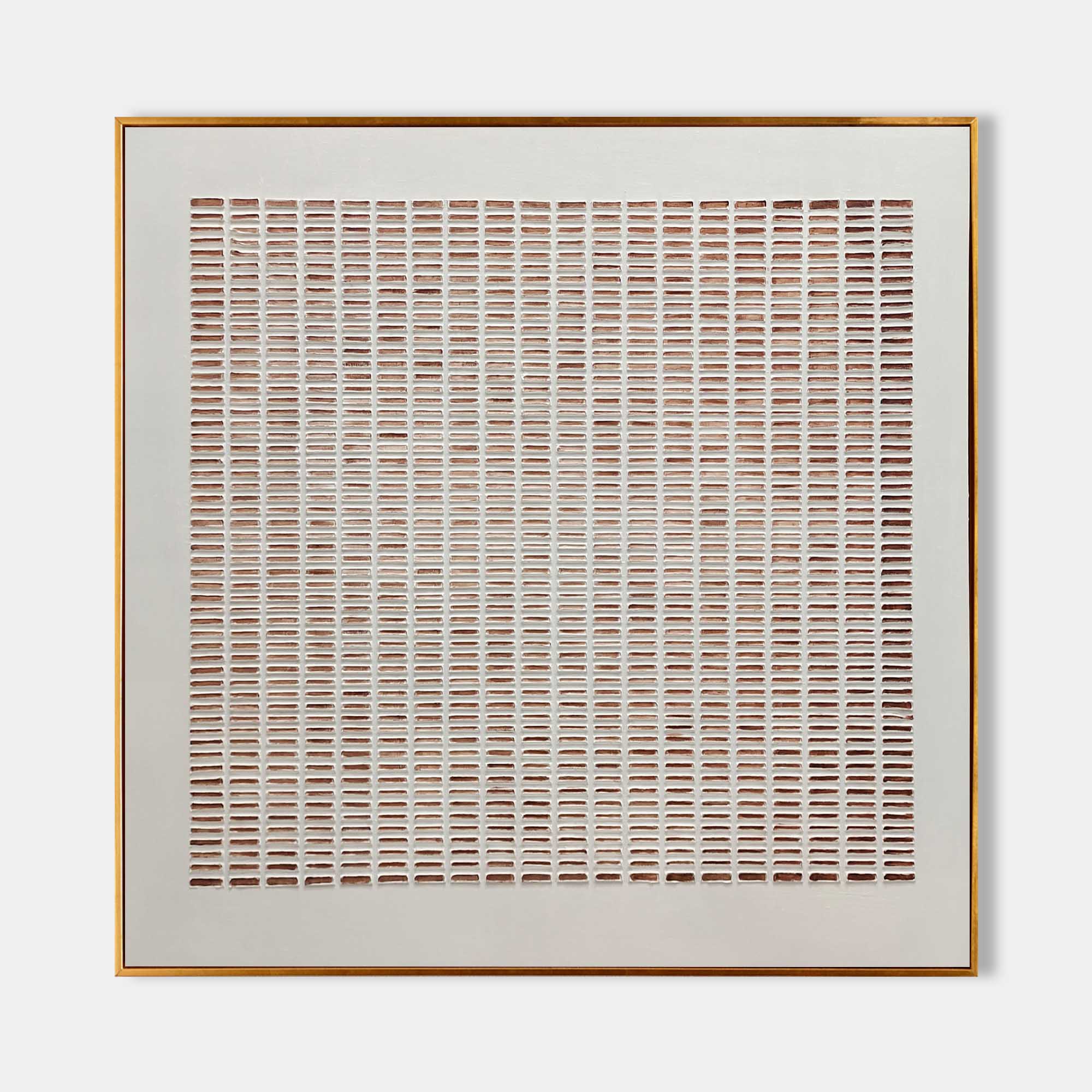 Lattice Wabi-Sabi textured square painting with minimalist geometric 3D plaster design by Parge Art.