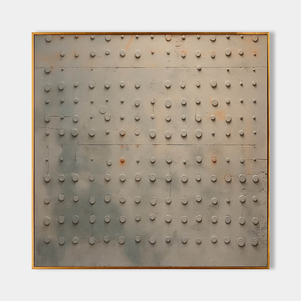 Parge Art Echo Wabi-Sabi textured wall art with 3D dot relief and gold frame
