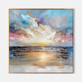 Mist coastal landscape 3D textured wall art handcrafted thick palette knife impasto beach ocean Plaster texturepainting on canvas