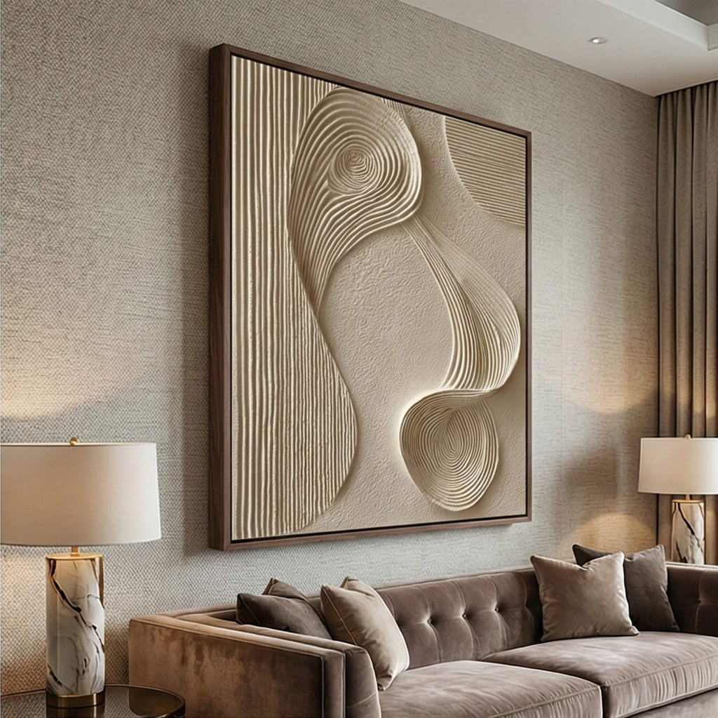 Flow - White Lines Plaster Wall Art