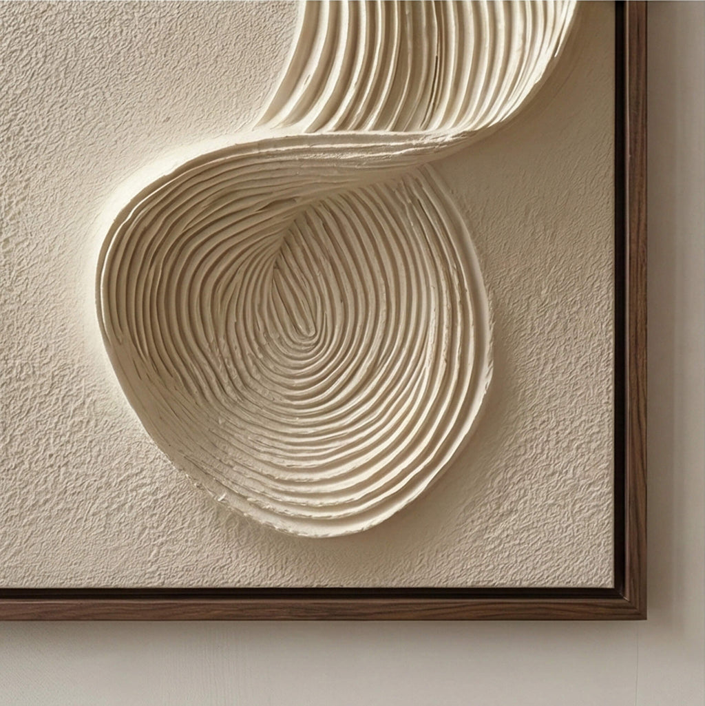 Flow - White Lines Plaster Wall Art