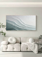 Minimalist horizontal wall art in contemporary hallway with calm neutral interior tones