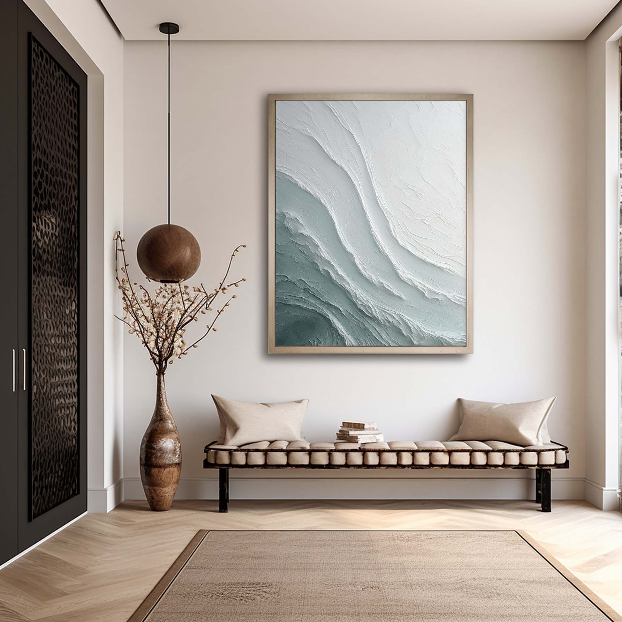 Ebb Wabi-Sabi Textured Wall Art in a bright home office, Scandinavian-style interior