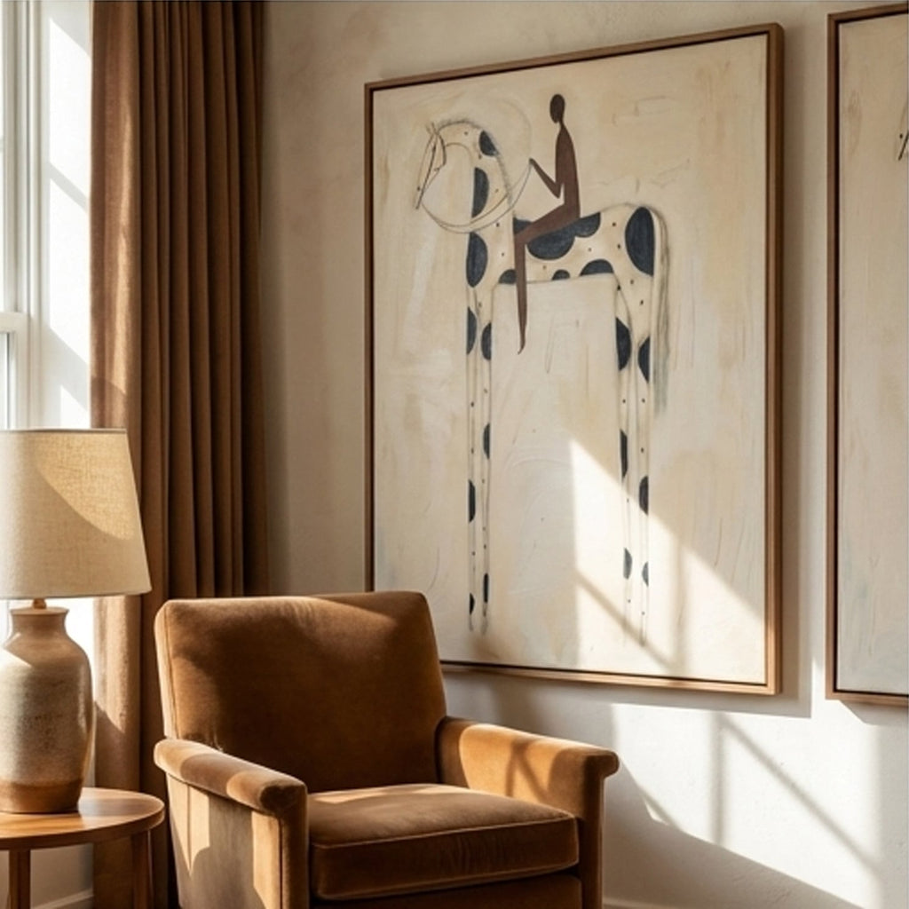 Voyagers - Abstract Beige Figure Wall Art Set of 2 Parge Art
