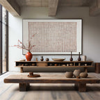 Contemporary gallery wall showcasing Lattice Wabi-Sabi textured wall art in structured minimalist home decor setting