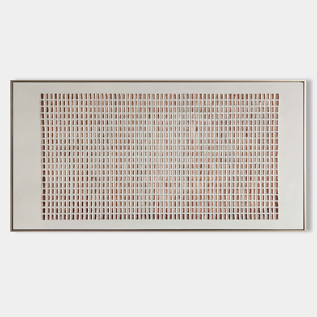 Lattice Wabi-Sabi textured wall art by Parge Art featuring geometric plaster grid design with minimalist Japandi aesthetics