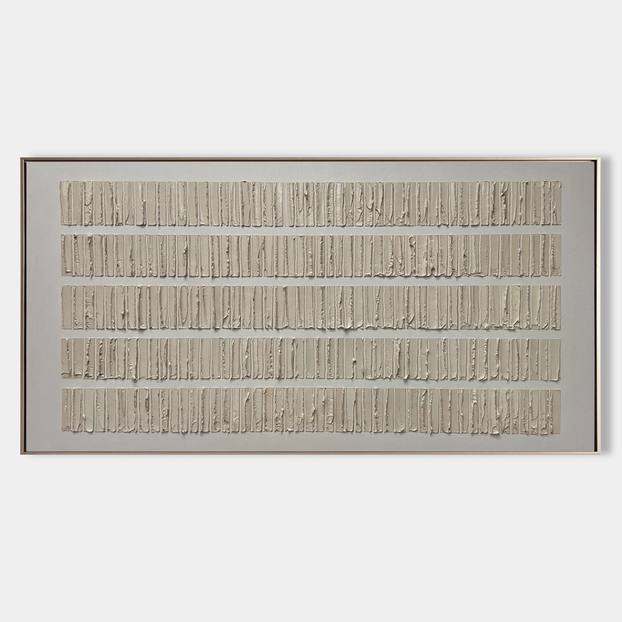 Strata Wabi-Sabi textured wall art by Parge Art featuring layered plaster horizontal relief design in neutral Japandi style