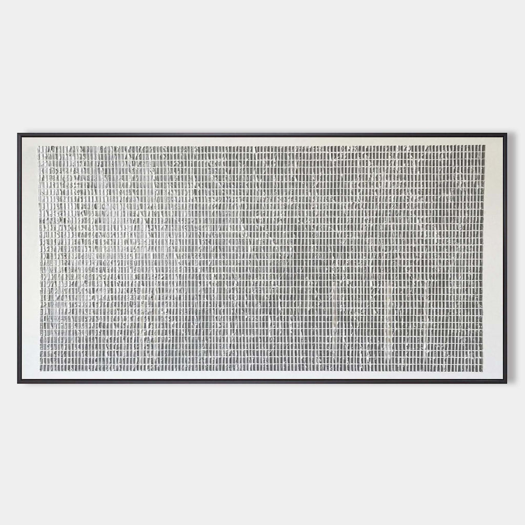 Lattice Wabi-Sabi minimalist plaster textured wall art showcasing clean architectural linear patterns by Parge Art.