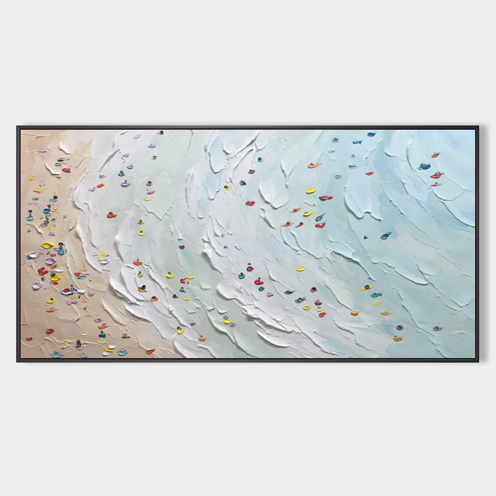 Aerial Beach - Textured Horizontal Wall Art with heavy impasto plaster sea waves by Parge Art