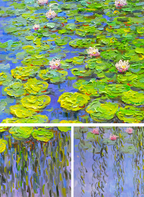 Reverie Monet-inspired water lily 3D textured wall art handcrafted thick palette knife impasto oil painting on canvas