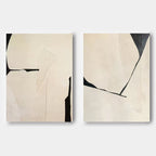Whisper abstract wall art set of 2 with minimalist beige and black textured design by Parge Art.