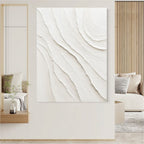 Contemporary abstract neutral wall decor piece enhancing a sleek, minimalist dining room wall.