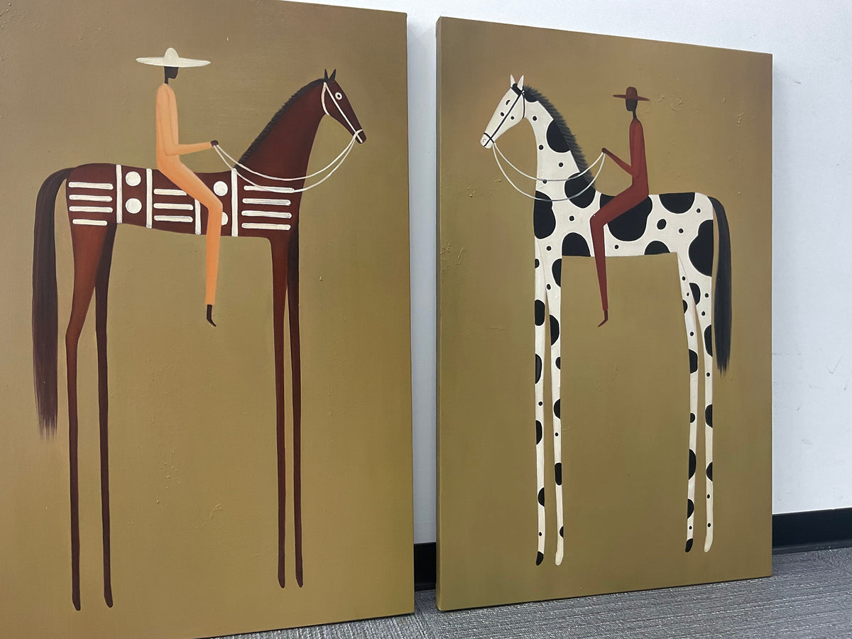 Voyagers - Western Abstract Figure Wall Art Set of 2 Parge Art
