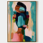 Grace abstract portrait wall art featuring a heavy textured colorful female back silhouette painting by Parge Art.