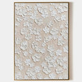Petal Wabi-Sabi textured floral wall art with 3D plaster white flowers by Parge Art