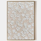 Petal Wabi-Sabi textured floral wall art with 3D plaster white flowers by Parge Art