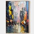 Avenue urban cityscape 3D textured wall art handcrafted thick palette knife impasto street texture painting on canvas