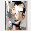Parge Art Soul handmade expressionist abstract portrait painting with heavy impasto oil texture and gold frame