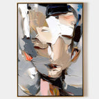 Parge Art Soul handmade expressionist abstract portrait painting with heavy impasto oil texture and gold frame