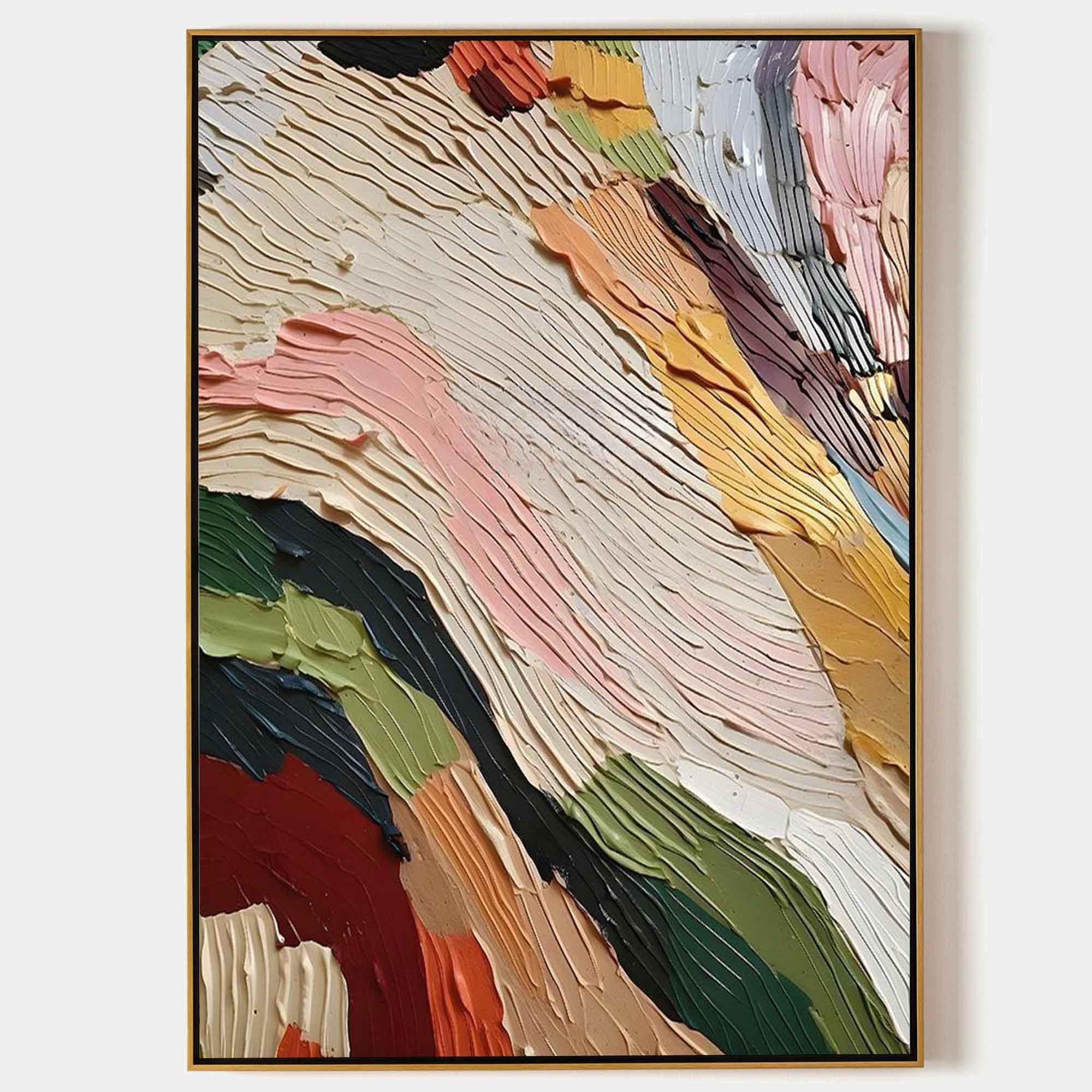 Chroma abstract colorful textured wall art with vibrant layered brush strokes and modern composition