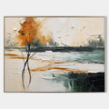 Mist abstract landscape 3D textured wall art handcrafted thick palette knife impasto tree oil painting on canvas