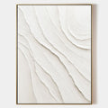 Breeze white plaster textured wall art with minimalist 3D wave design on canvas by Parge Art.