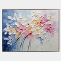 Bloom pastel floral 3D textured wall art handcrafted thick palette knife impasto blossom oil painting on canvas