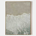 Shore Wabi-Sabi ocean wave textured wall art featuring 3D beach foam and sand design on canvas by Parge Art.
