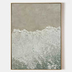 Shore Wabi-Sabi ocean wave textured wall art featuring 3D beach foam and sand design on canvas by Parge Art.
