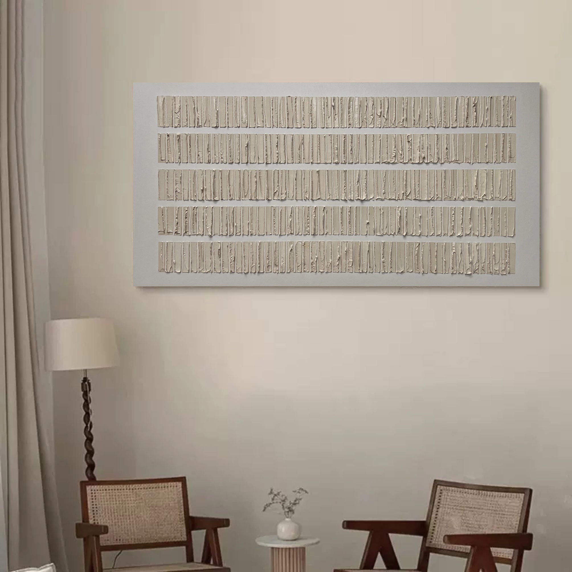 Contemporary gallery wall showcasing Strata Wabi-Sabi textured wall art in elegant minimalist home decor setting