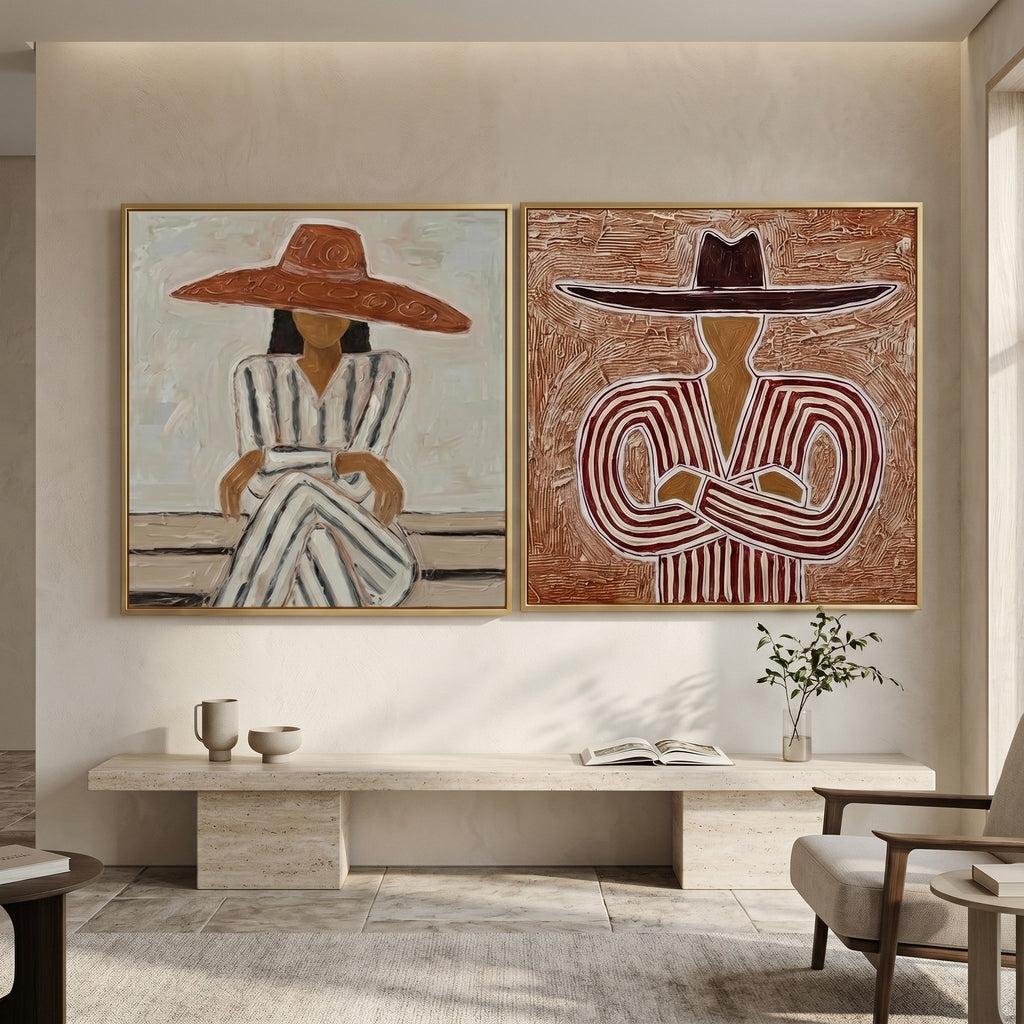 Duo - Western Figure Wall Art Set of 2 Parge Art