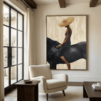 Equine - Beige Woman Riding Western Wall Art Parge Art