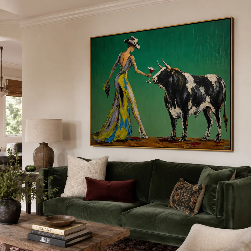 Matadora - Cowgirl and Bull Canvas Wall Art