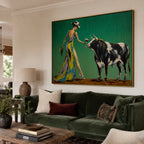 Matadora - Cowgirl and Bull Canvas Wall Art