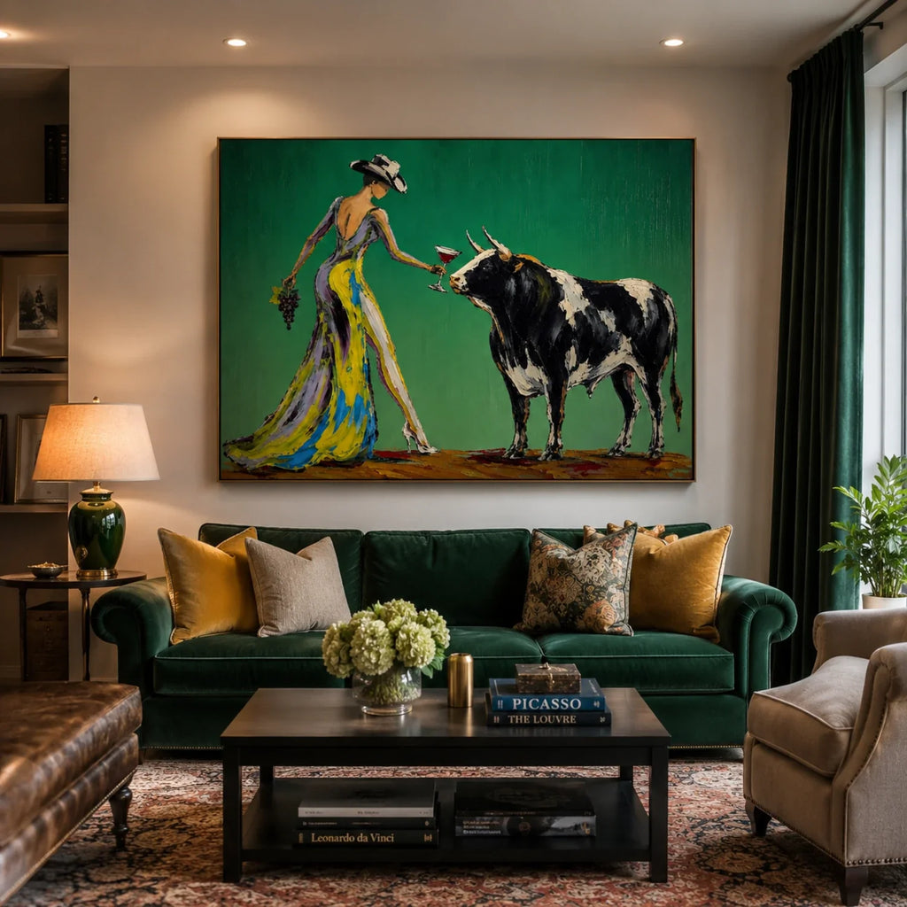 Matadora - Cowgirl and Bull Canvas Wall Art