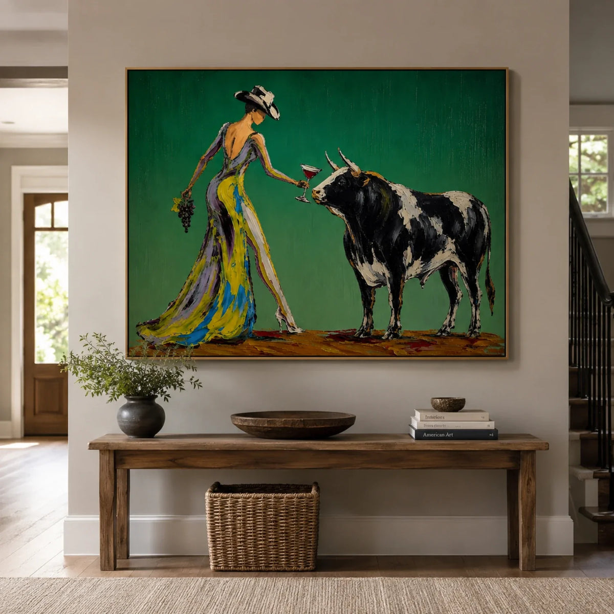Matadora - Cowgirl and Bull Canvas Wall Art