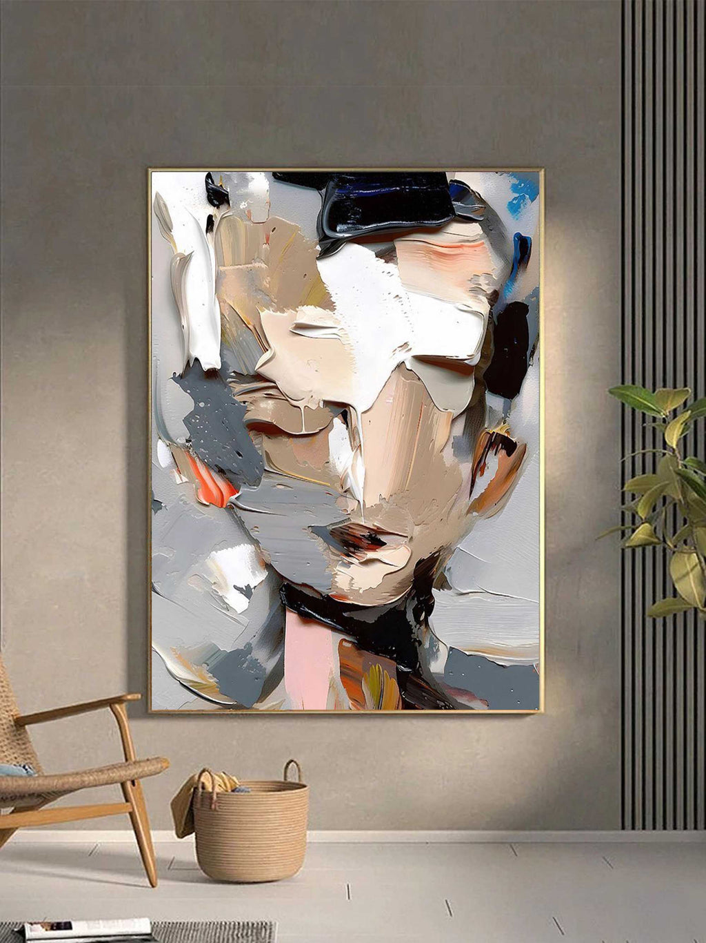 Macro closeup of professional palette knife oil brushstrokes and thick textured layer on canvas art