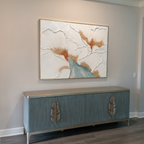3D plaster floral wall art with elegant gold foil accents styling a luxury entryway wall