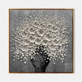 Parge Art Blossom textured floral wall art with 3D white blossom palette knife texture and gold frame