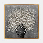 Parge Art Blossom textured floral wall art with 3D white blossom palette knife texture and gold frame