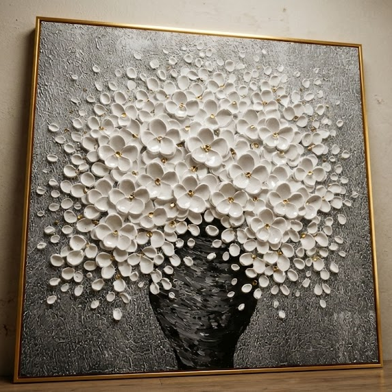 Blossom - Textured Floral Wall Art Parge Art