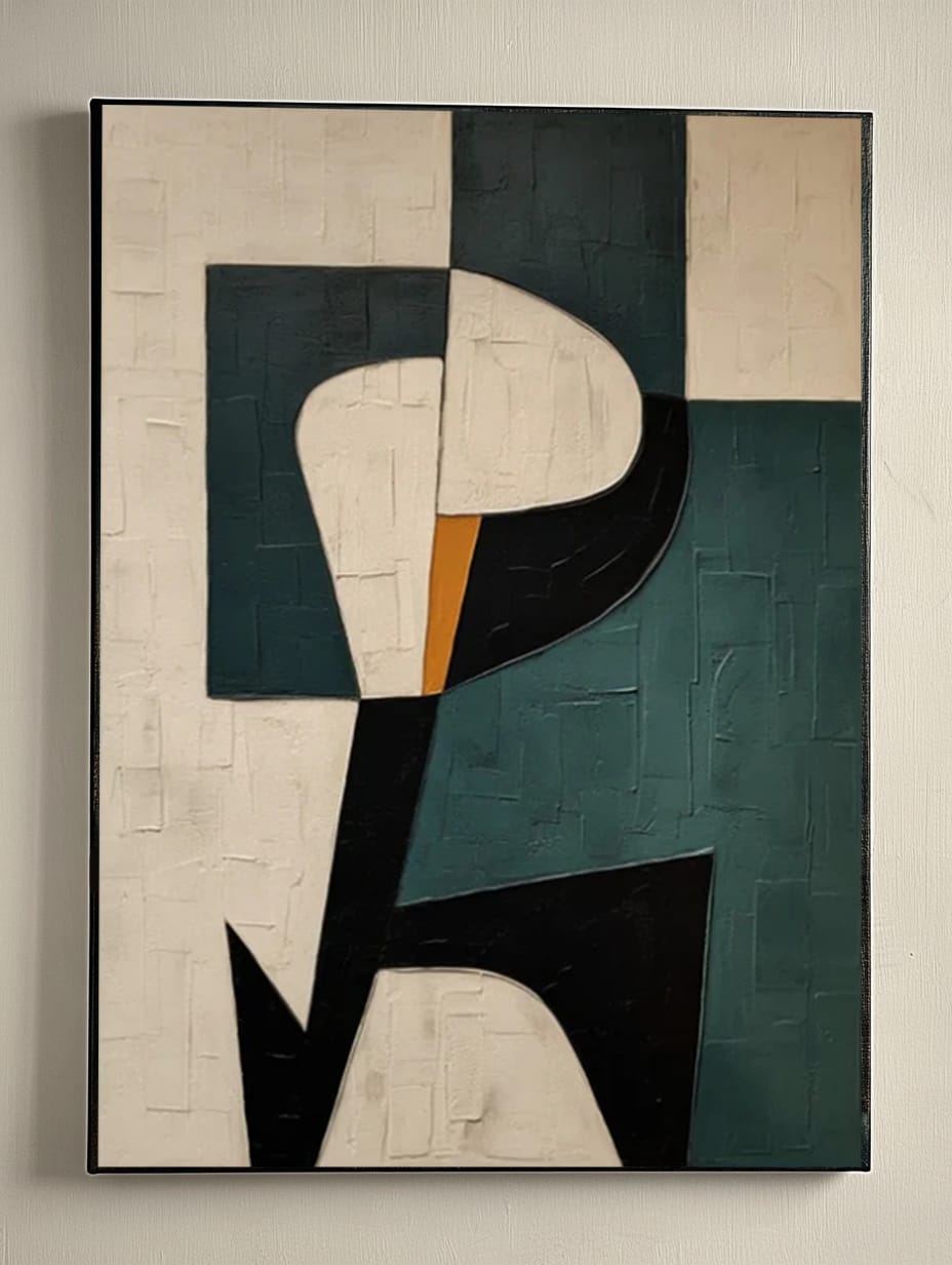 Green Wabi-Sabi Large Abstract Wall Art Hanging the Dining Room