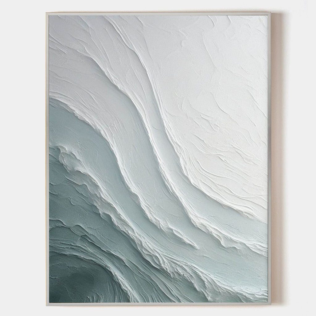 Ebb Wabi-Sabi Textured Wall Art: Abstract textured painting in soft gray and white tones